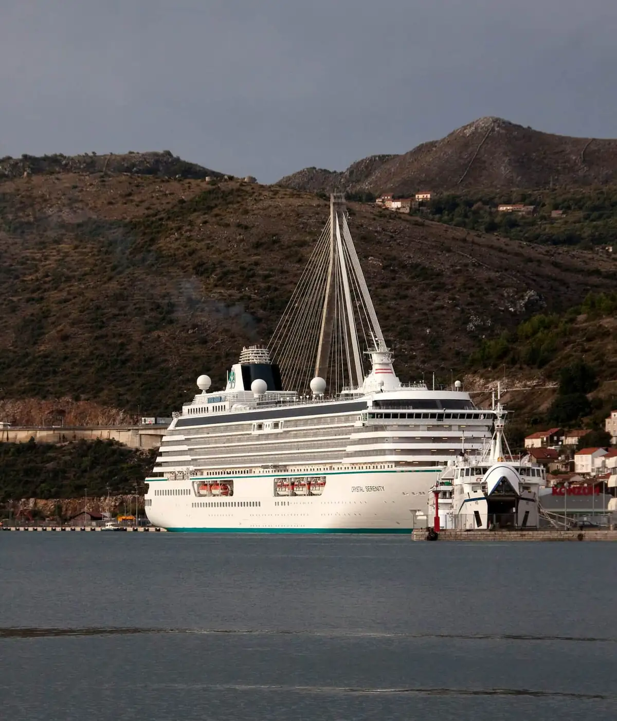 A cruise ship docked at the Gruž harbour