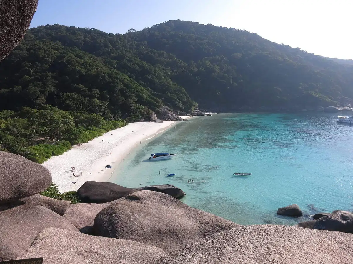 Turquoise bay and white sand beach on the Similan Islands