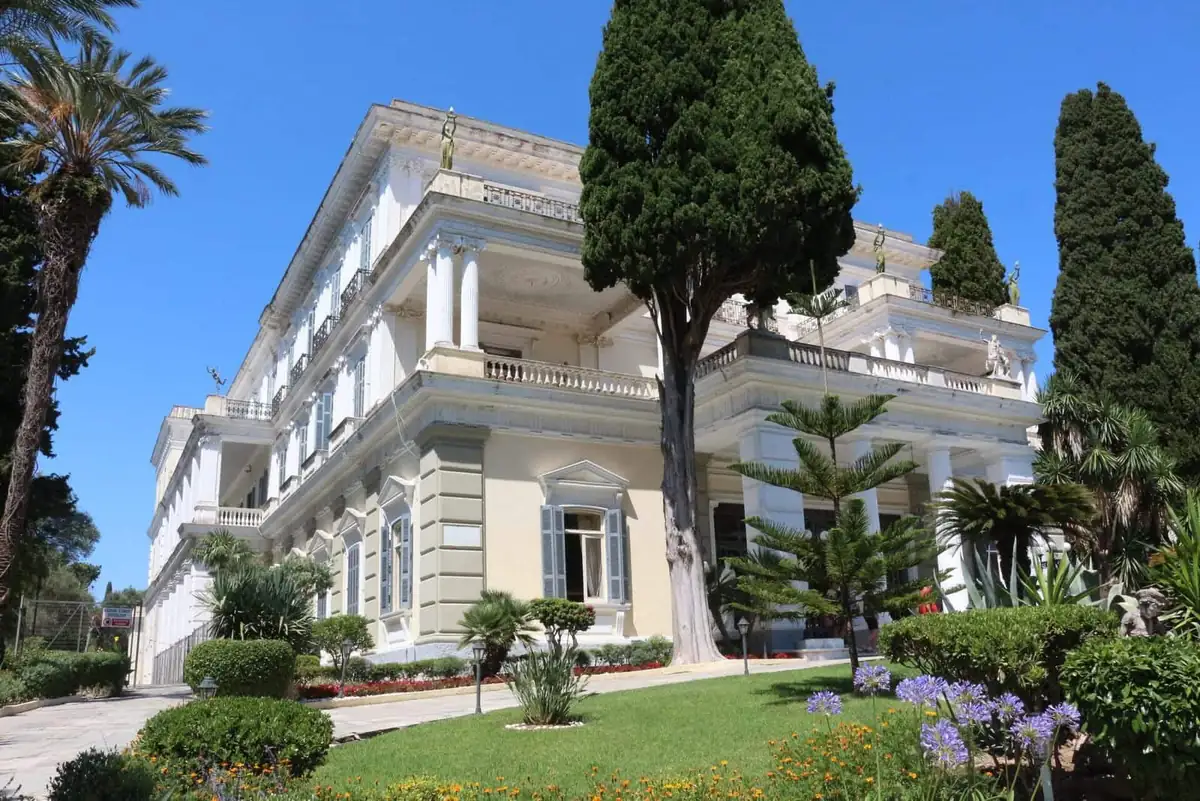 The Achilleion palace and its terraced gardens on Corfu