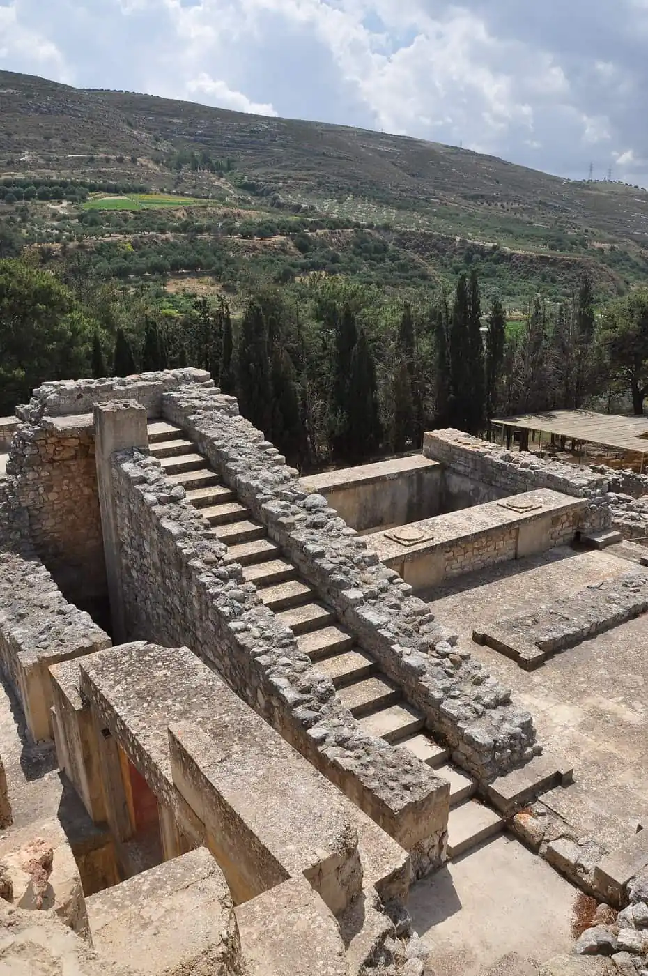 Stone stairway among the ruins at Knossos in Crete