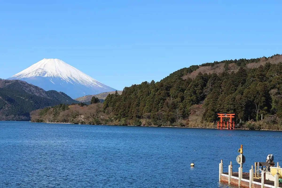 Mount Fuji rising above Lake Ashi in Hakone