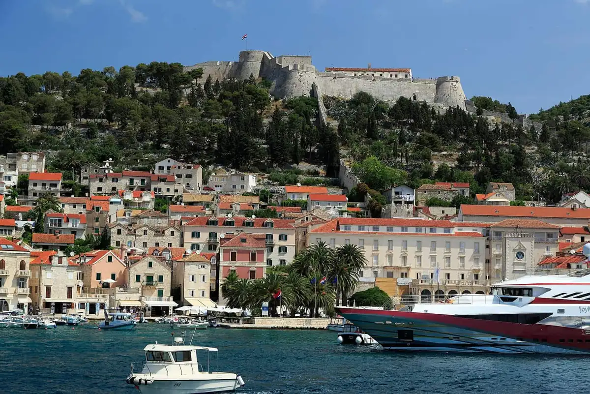 The Fortica fortress above Hvar Town rooftops