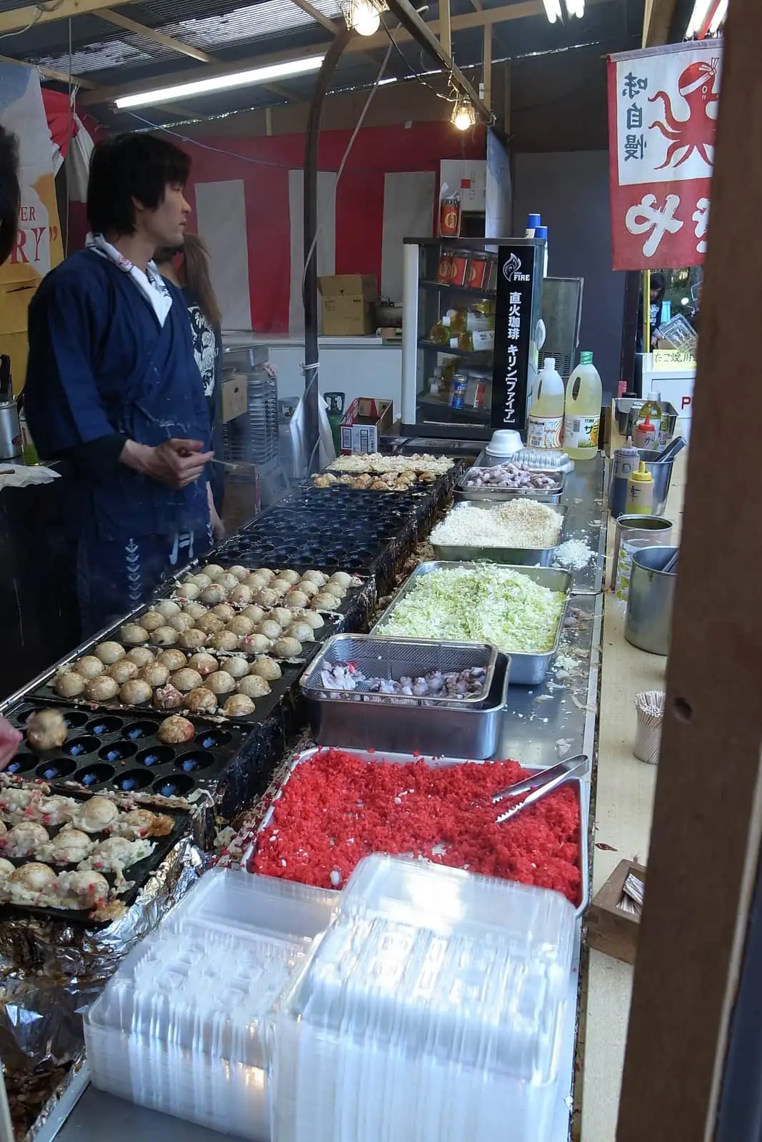 A takoyaki street food stand in Osaka
