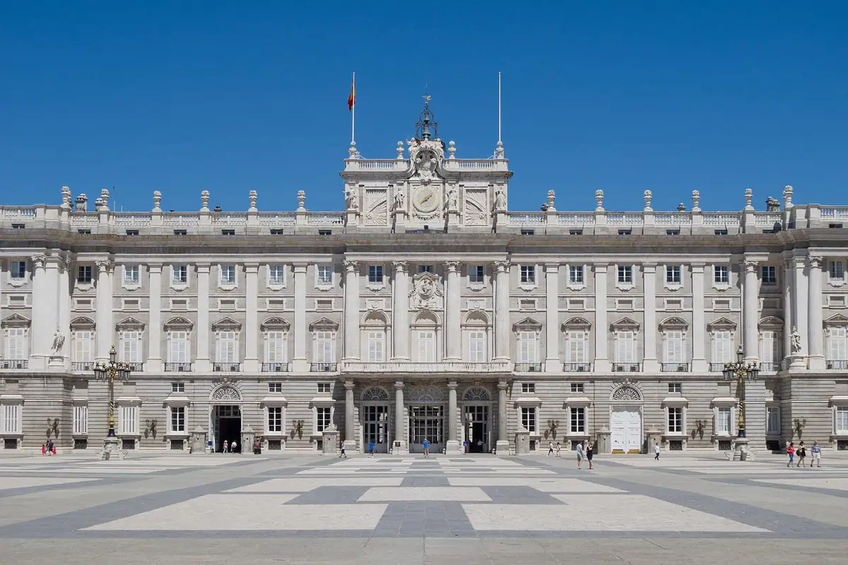 The Royal Palace of Madrid facade on a clear day