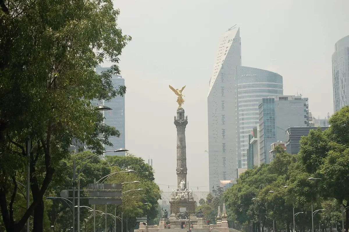 The Angel of Independence rising over Paseo de la Reforma
