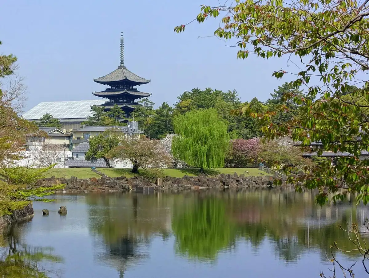 The Daibutsuden hall at Todaiji temple in Nara, approached along a wide stone path
