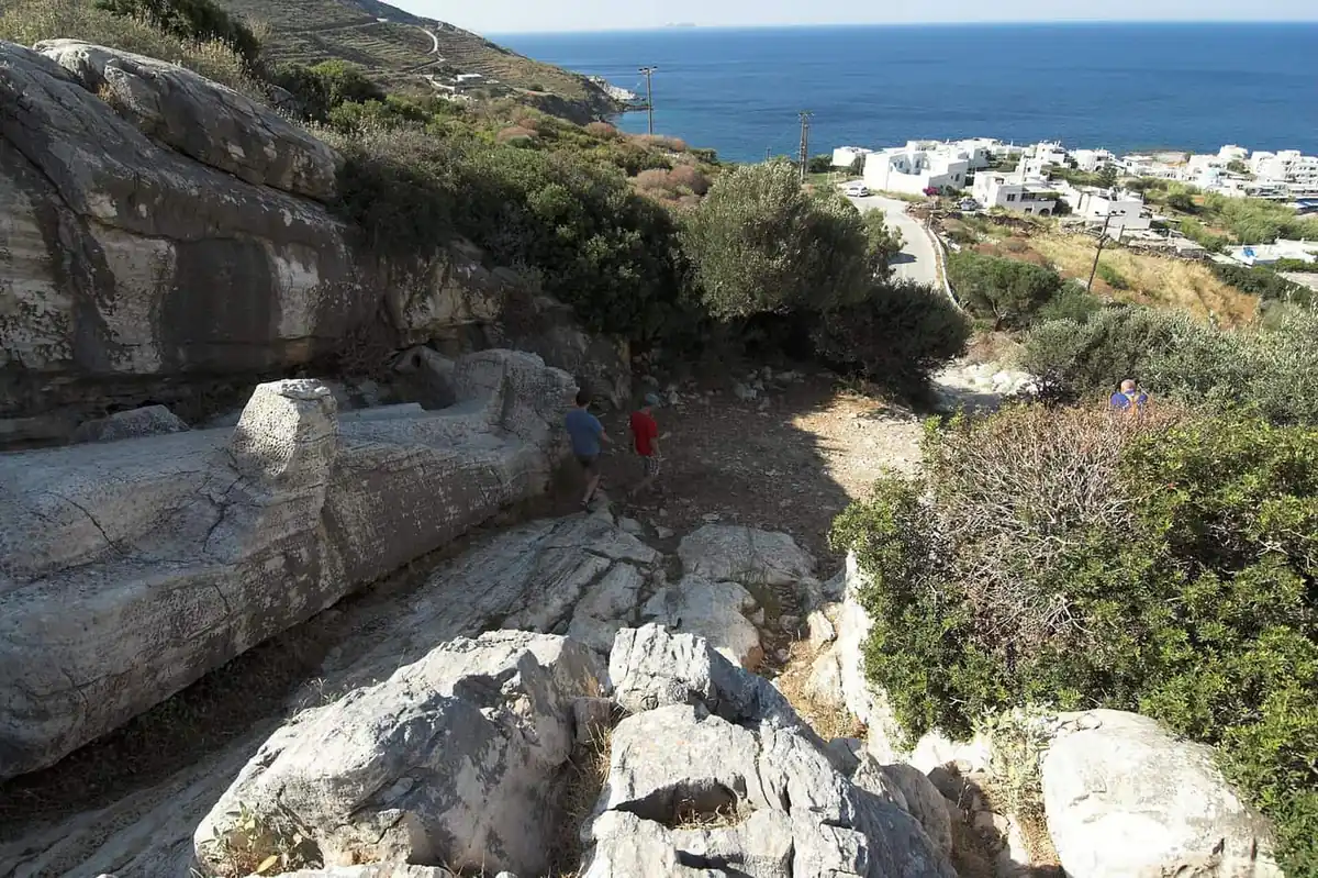 The colossal unfinished kouros in the quarry at Apollonas