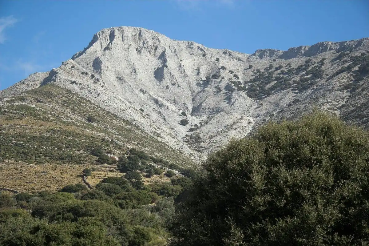 The limestone peak of Mount Zas above Filoti