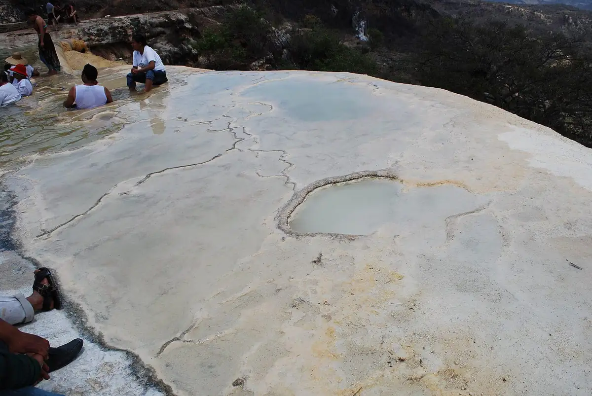 Bathers in the mineral pools at Hierve el Agua