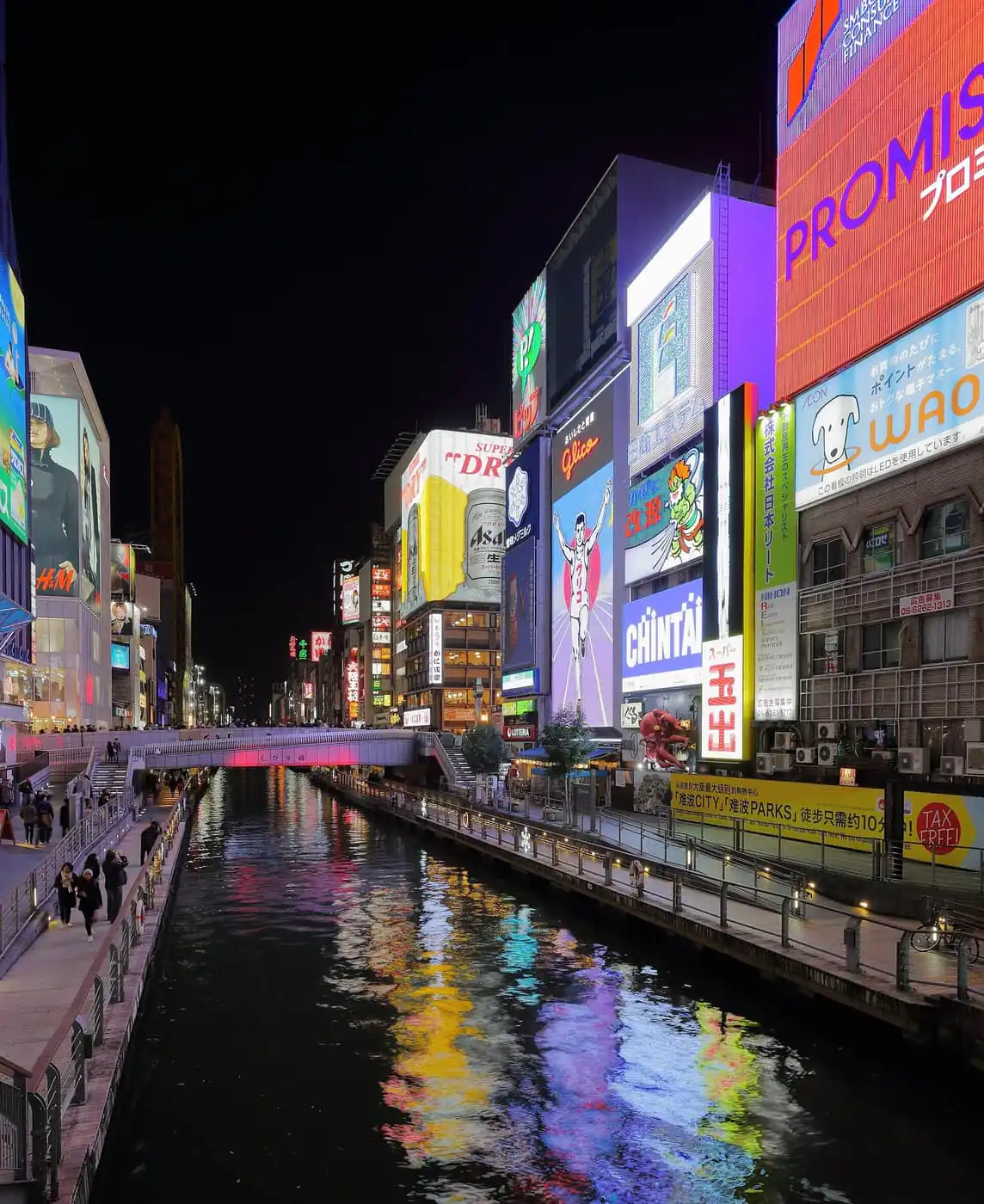 Dotonbori canal and neon signs in Osaka at night