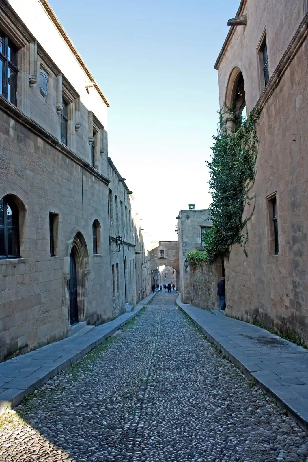 The cobbled Street of the Knights in the medieval Old Town of Rhodes