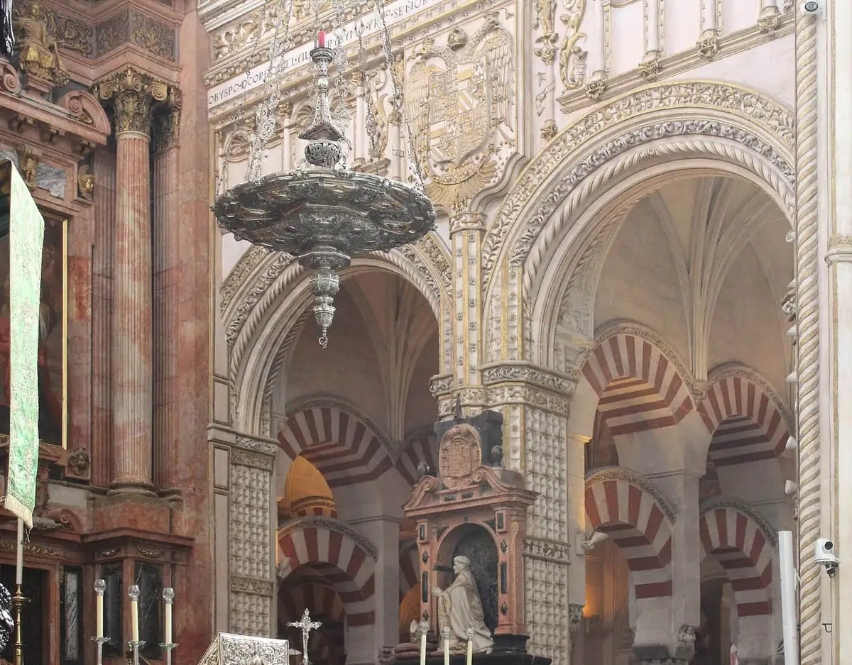The blended Christian and Moorish architecture of the Mezquita in Cordoba