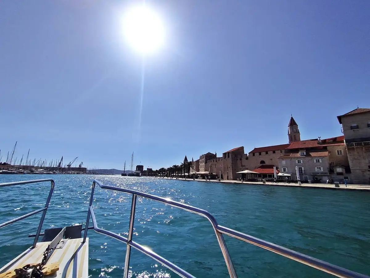 Trogir waterfront seen from an arriving boat