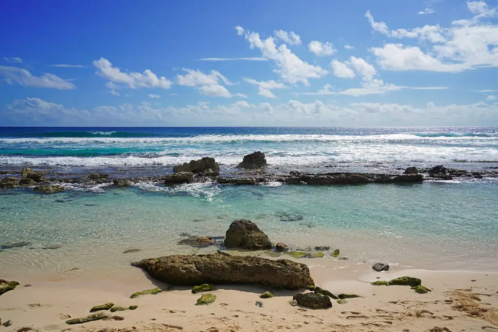 Surf breaking over rock on Cozumel's east shore